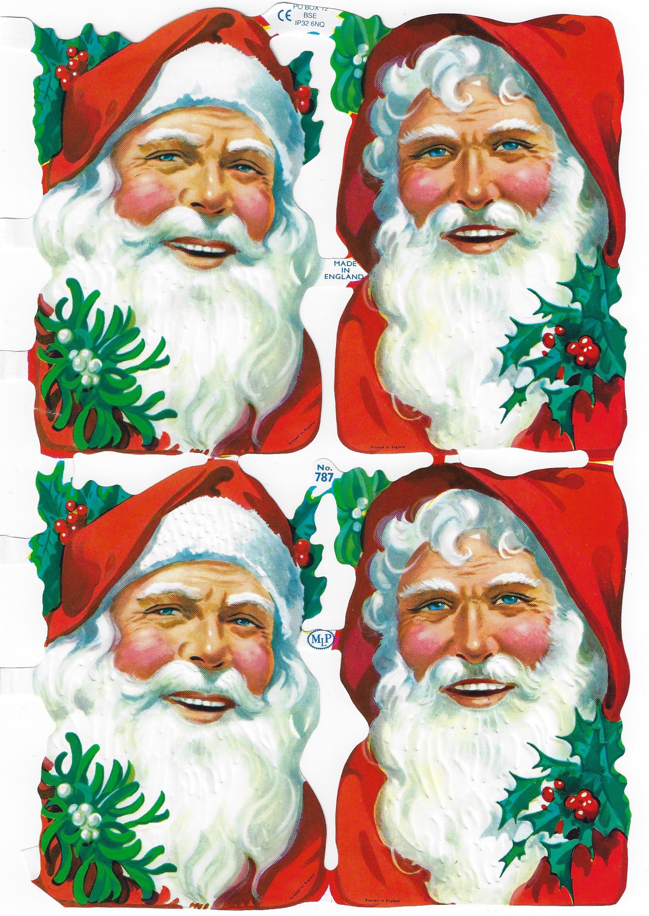 Old fashioned bookmarks - Father Christmas with mistletoe, large