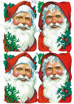 Gammaldags bokmärken - Jultomte med mistel, stor