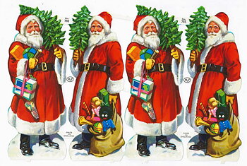 Gammaldags bokmärken - Jultomte med julgran