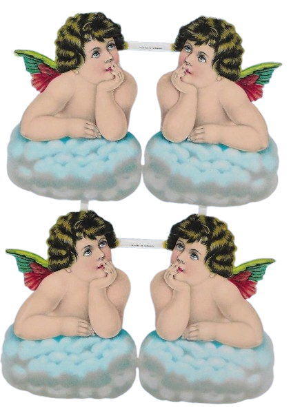 Old fashioned bookmarks - Angels in clouds, large