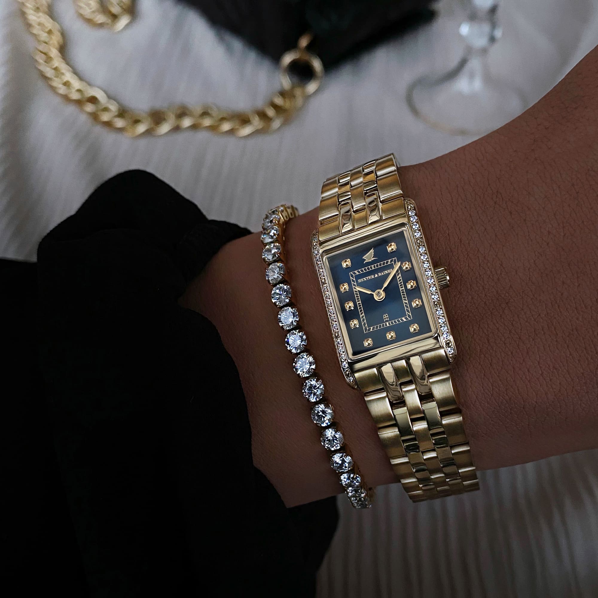 H&B Gala Pavé, Gold & Navy Blue - 3
