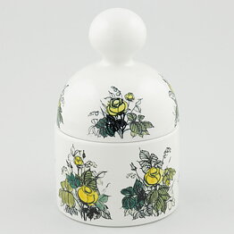 Hilkka-Liisa Ahola (Ruusu 1965) Rounded Jar with Yellow Flower Decor 14 cm