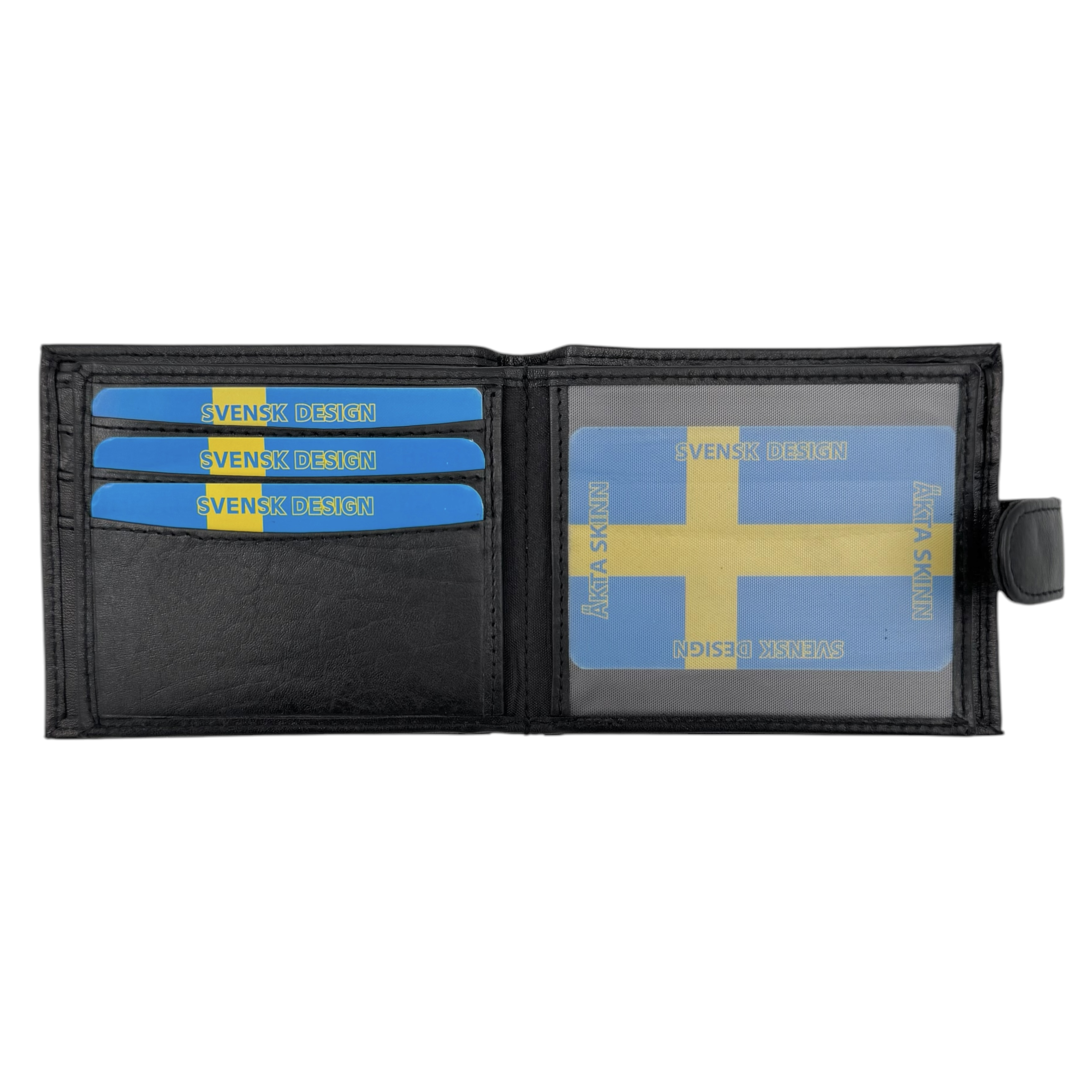 Läderplånbok, många fack, svart - 3