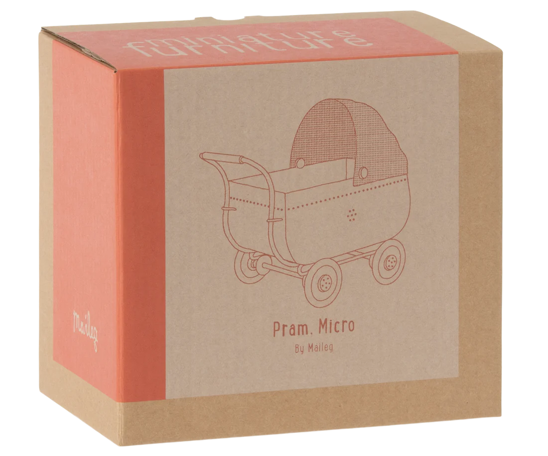 Maileg - Pram, Micro - Coral - 4