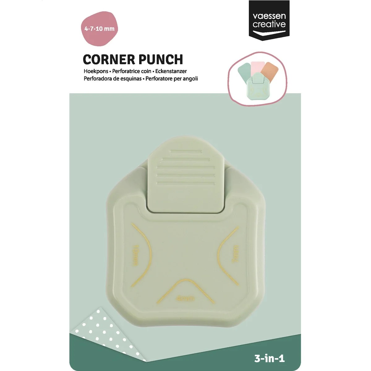 Vaessen - 3-in-1 Corner Punch 4-7-10mm - Mint - 3