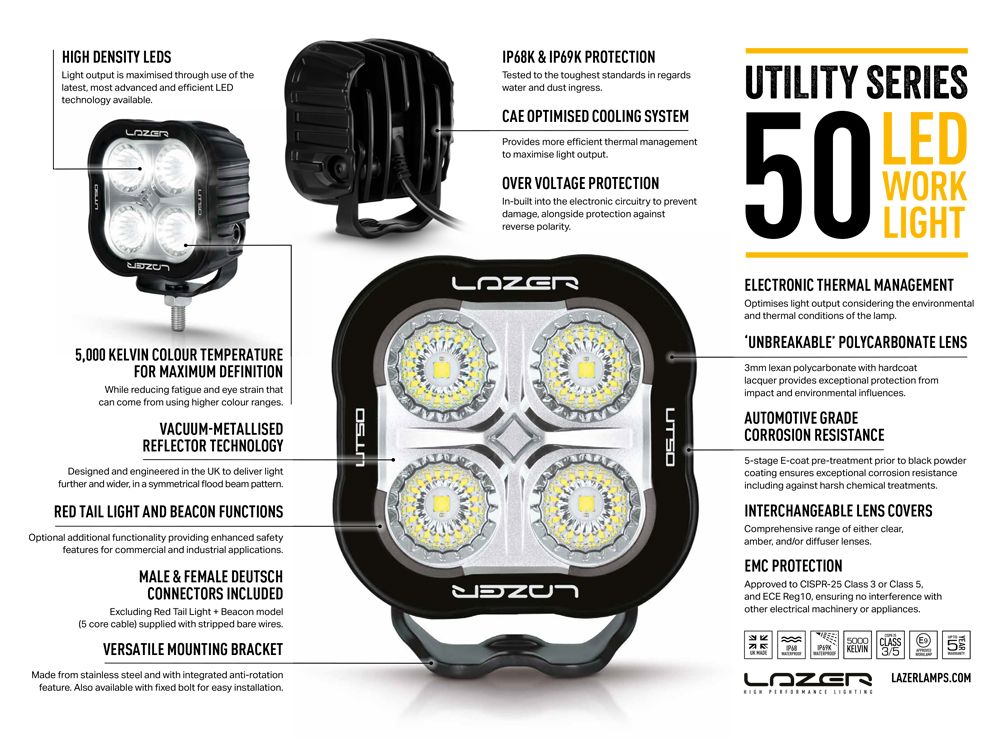 Lazer LED Arbeidslys Utility 50 | Tail Light & Beacon - 5