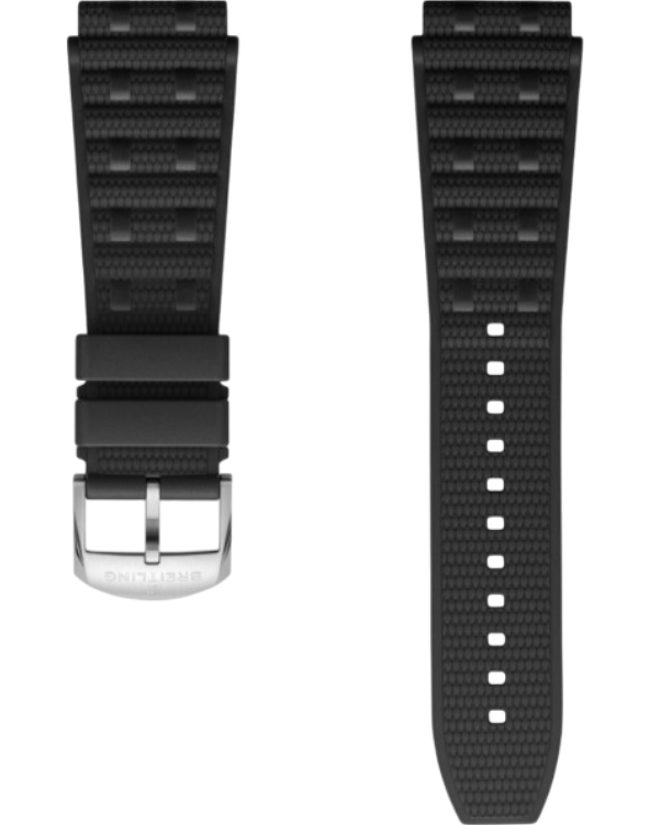 Breitling Rouleaux gummiband svart  20 mm C-spänne (finns även med viklås)