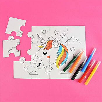 Färglägg pussel med Enhörningar