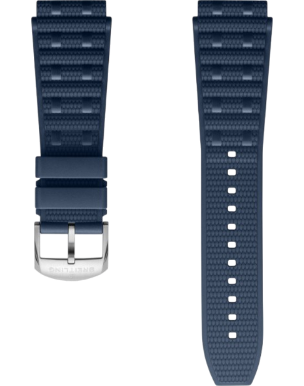 Breitling Rouleaux gummiband blå 20 mm C-spänne (finns även med viklås)