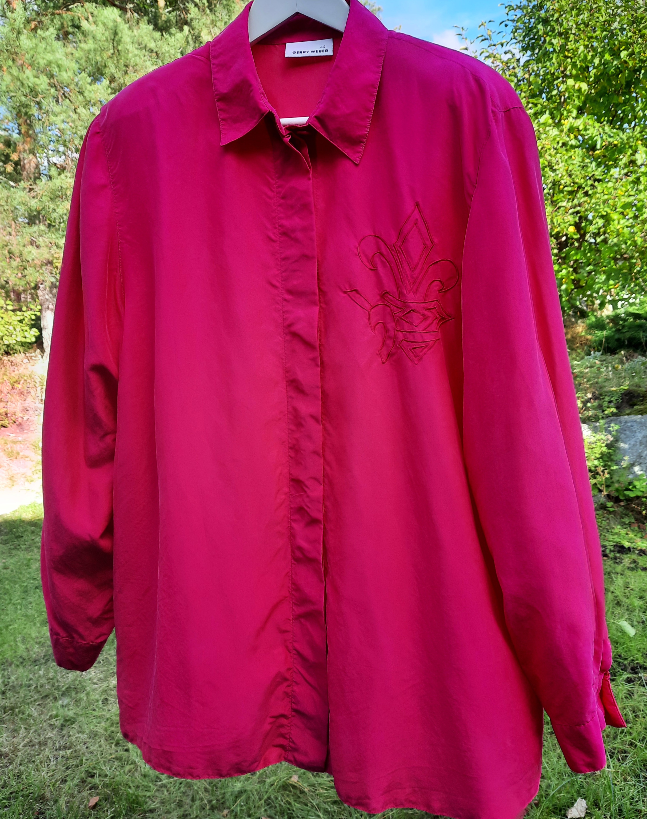 Rosa sidenblus med broderi ca storlek L, Gerry Weber Vintage - 6