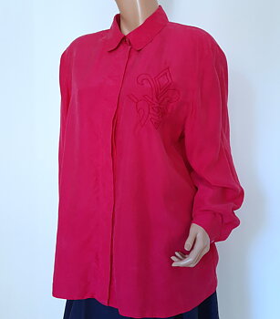 Rosa sidenblus med broderi ca storlek L, Gerry Weber Vintage