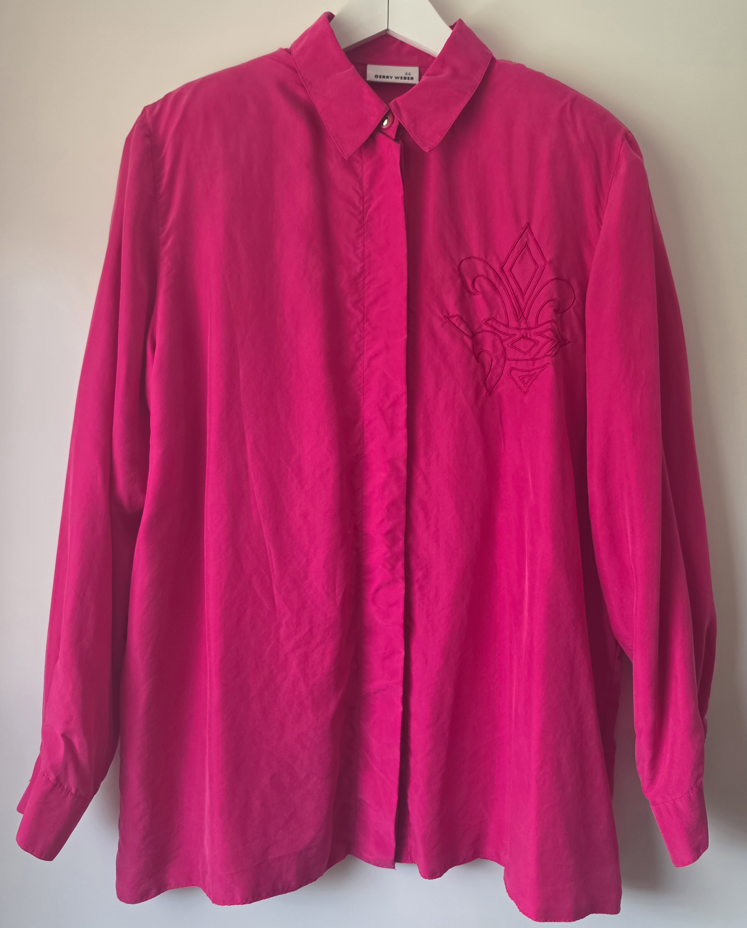 Rosa sidenblus med broderi ca storlek L, Gerry Weber Vintage - 12