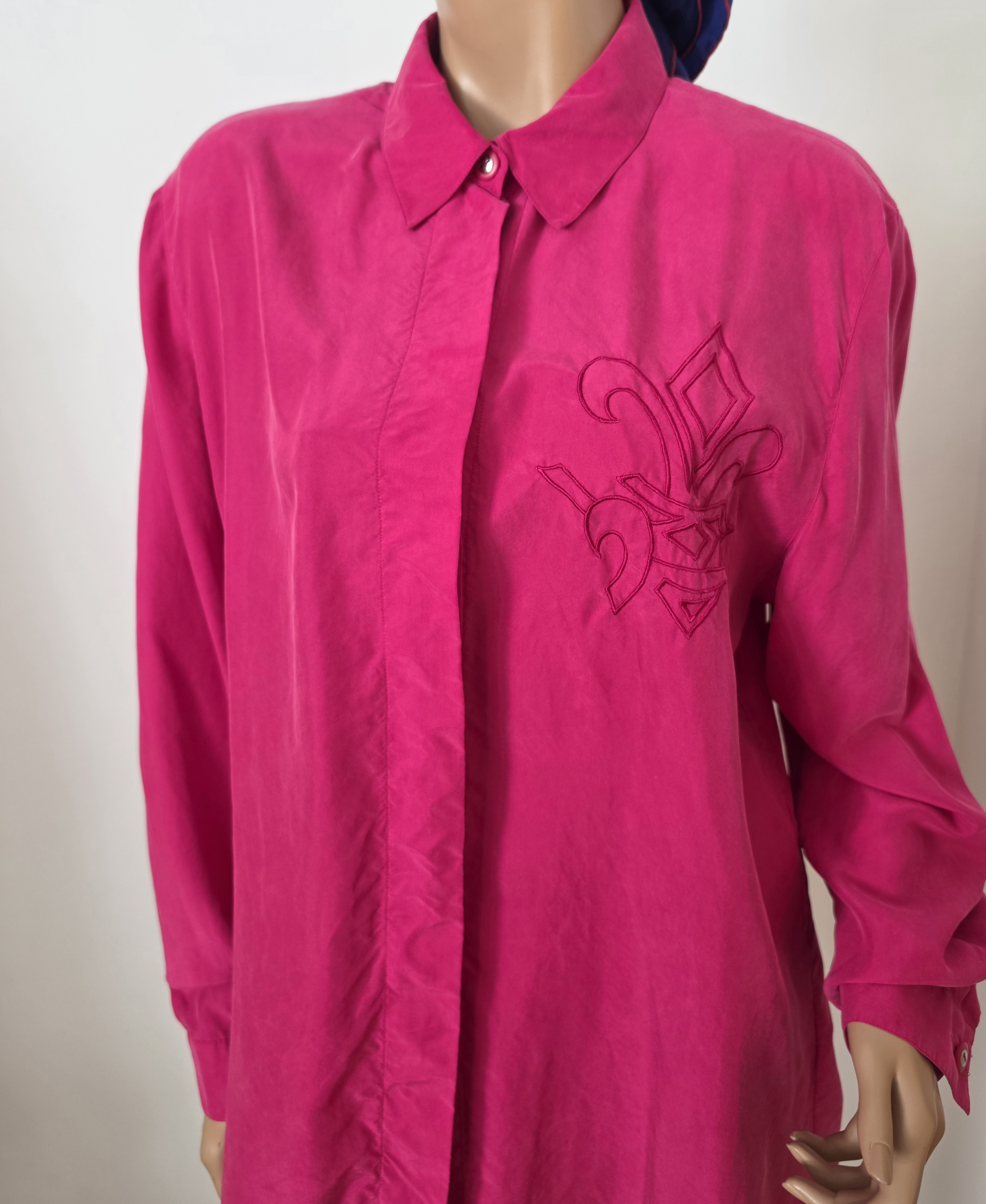 Rosa sidenblus med broderi ca storlek L, Gerry Weber Vintage - 14