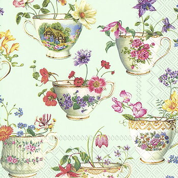 Cup of Flowers : Lunchservetter 33x33 cm i 20-pack - Perfekt för Afternoon Tea!