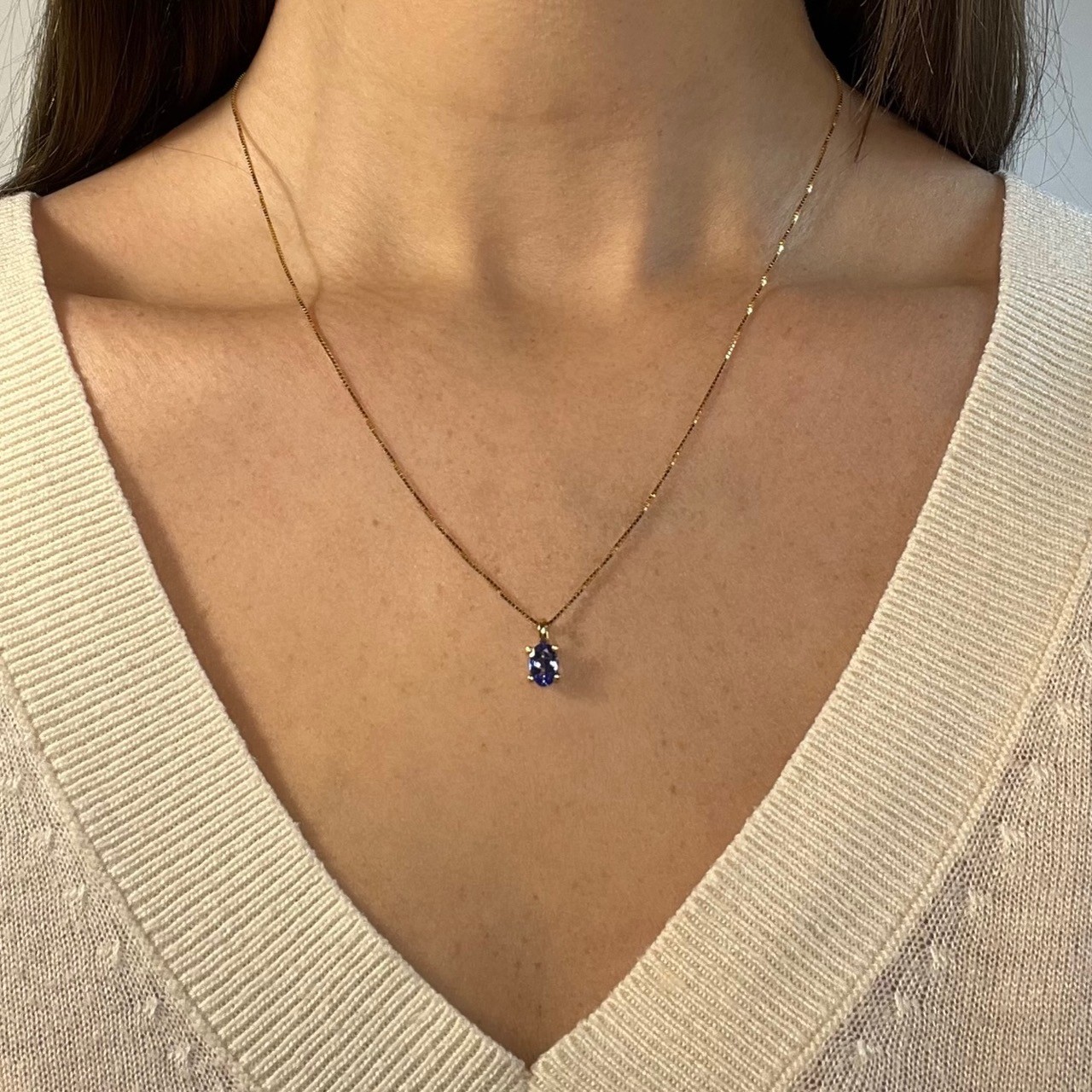 Hänge oval tanzanite guld 18 karat  - 5