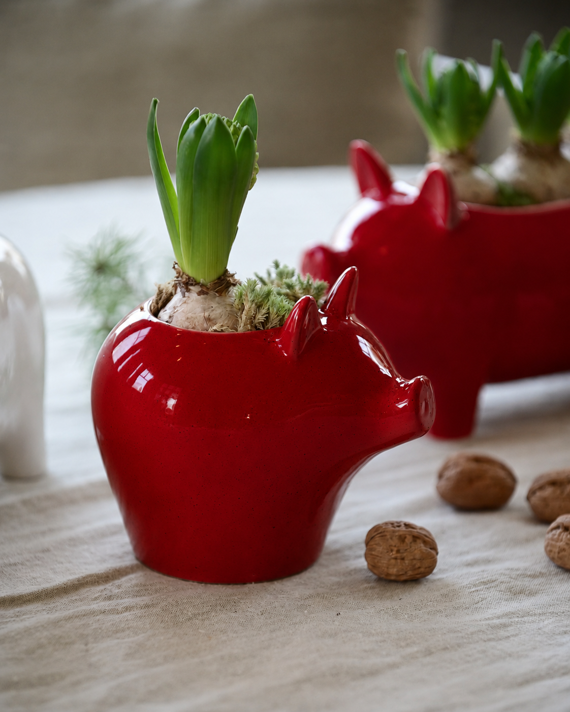 Pot - Pig - Vase - Red - 17x14x15 cm - 2