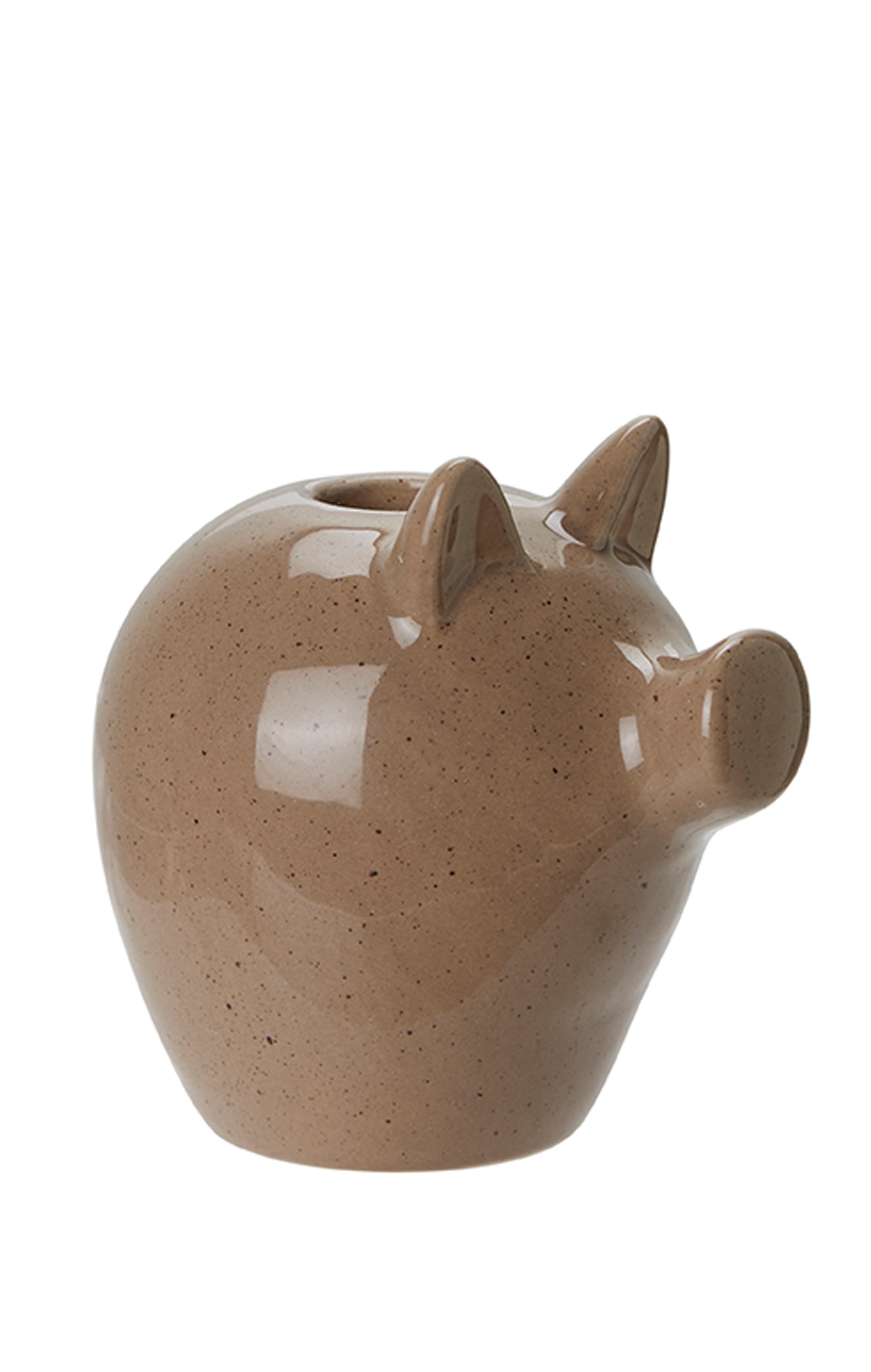 Ljusstake - Gris - Brun/Beige Melerad - 9x8x9 cm - 2