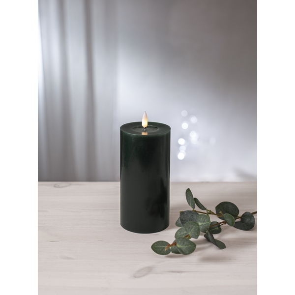LED Blockljus Flamme Flow Grön 17,5 cm