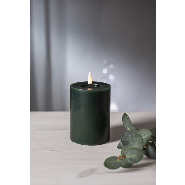 LED Blockljus Flamme Flow Grön 12,5 cm