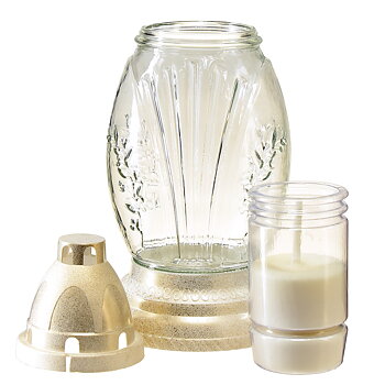 Gravljus glasvas retro gravlykta klar vitguld Ø11cm H26,5cm Inkl ljus.