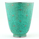 Wilhelm Kåge (Argenta 1959) Green Widening Vase with Leaf Decor 15 cm (2)