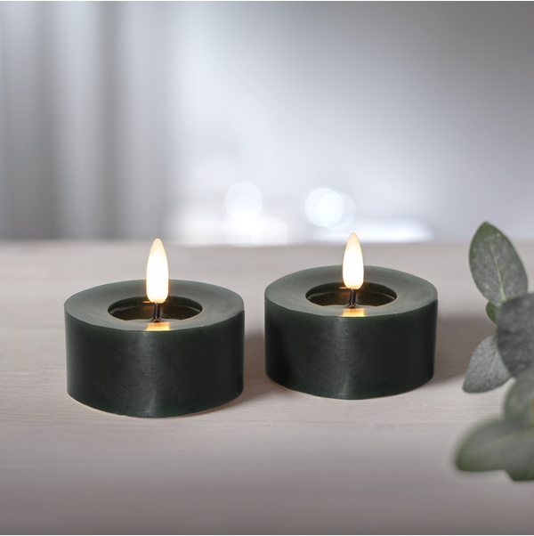 LED Värmeljus Flamme Flow Grön 2-pack