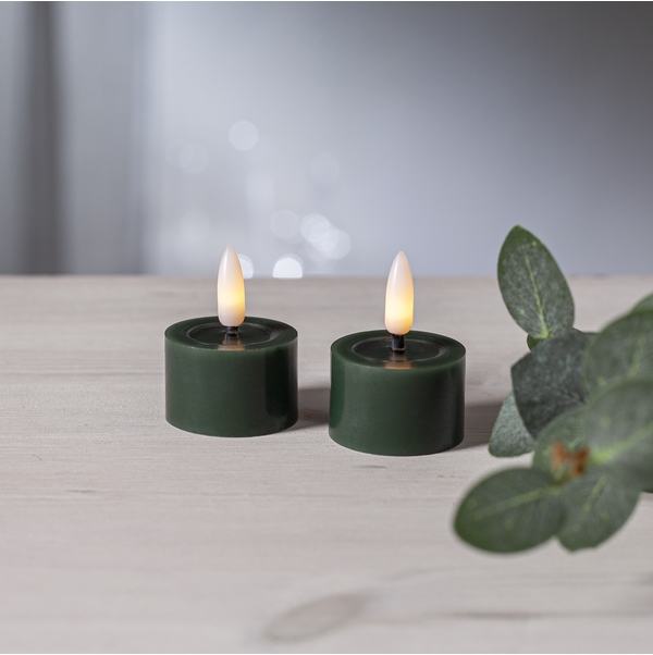 LED Värmeljus Flamme Flow Grön 2-pack
