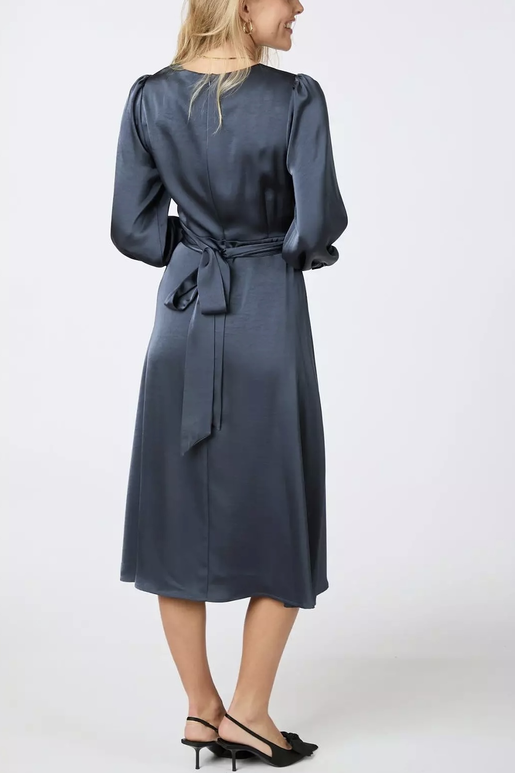 Neo Noir  - Rimini Heavy Satin Dress Midnight Blue - 2