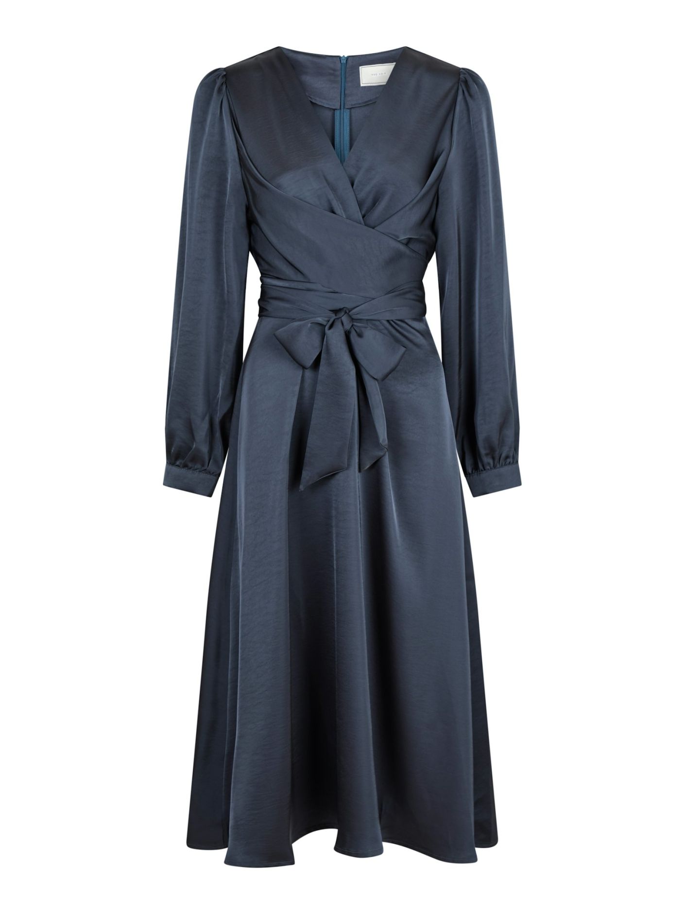Neo Noir  - Rimini Heavy Satin Dress Midnight Blue - 3