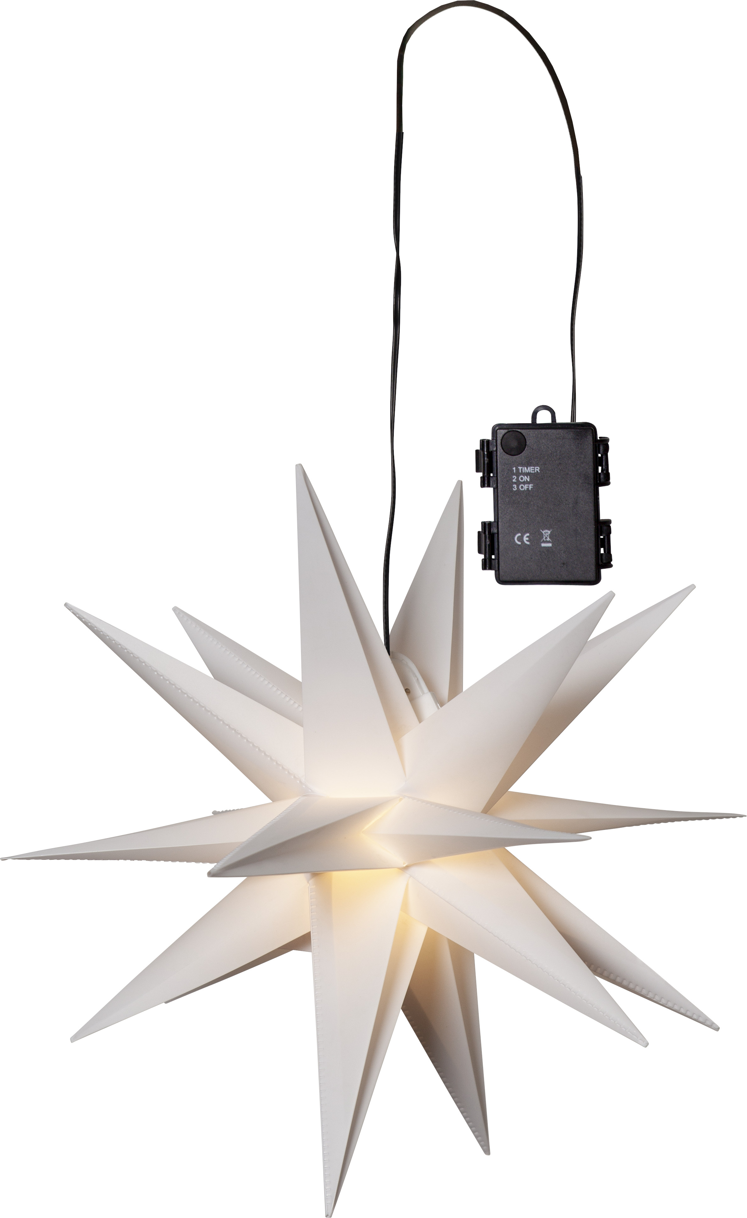 Stjärna 3D för utomhus och inomhusbruk. 33 cm vit. Adventsstjärna med batteri - 6