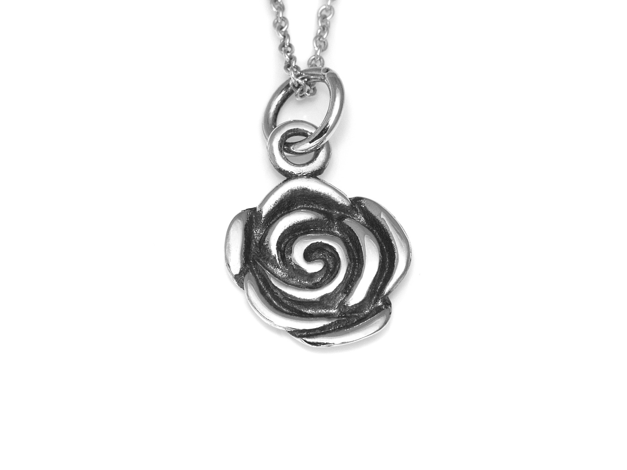Ros Halsband i Äkta 925 Silver, Blomma Hänge, Natur Smycke - 2