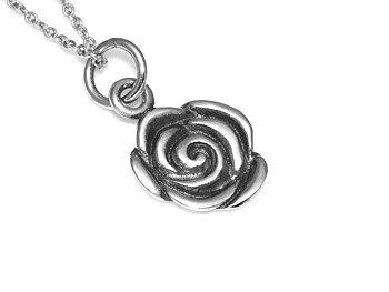 Ros Halsband i Äkta 925 Silver, Blomma Hänge, Natur Smycke