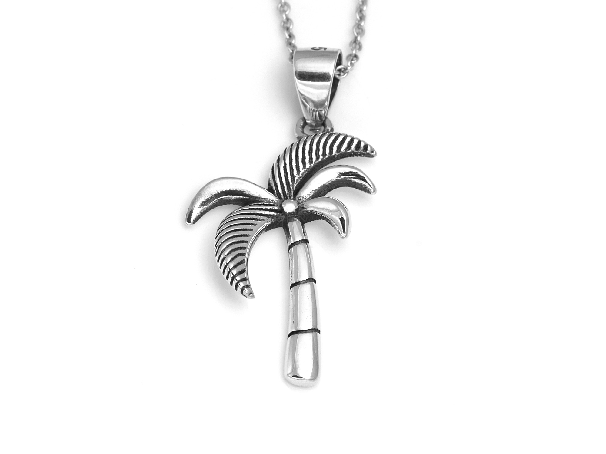 Palm Halsband i Äkta 925 Silver, Strand Hänge, Palmträd Smycke - 2