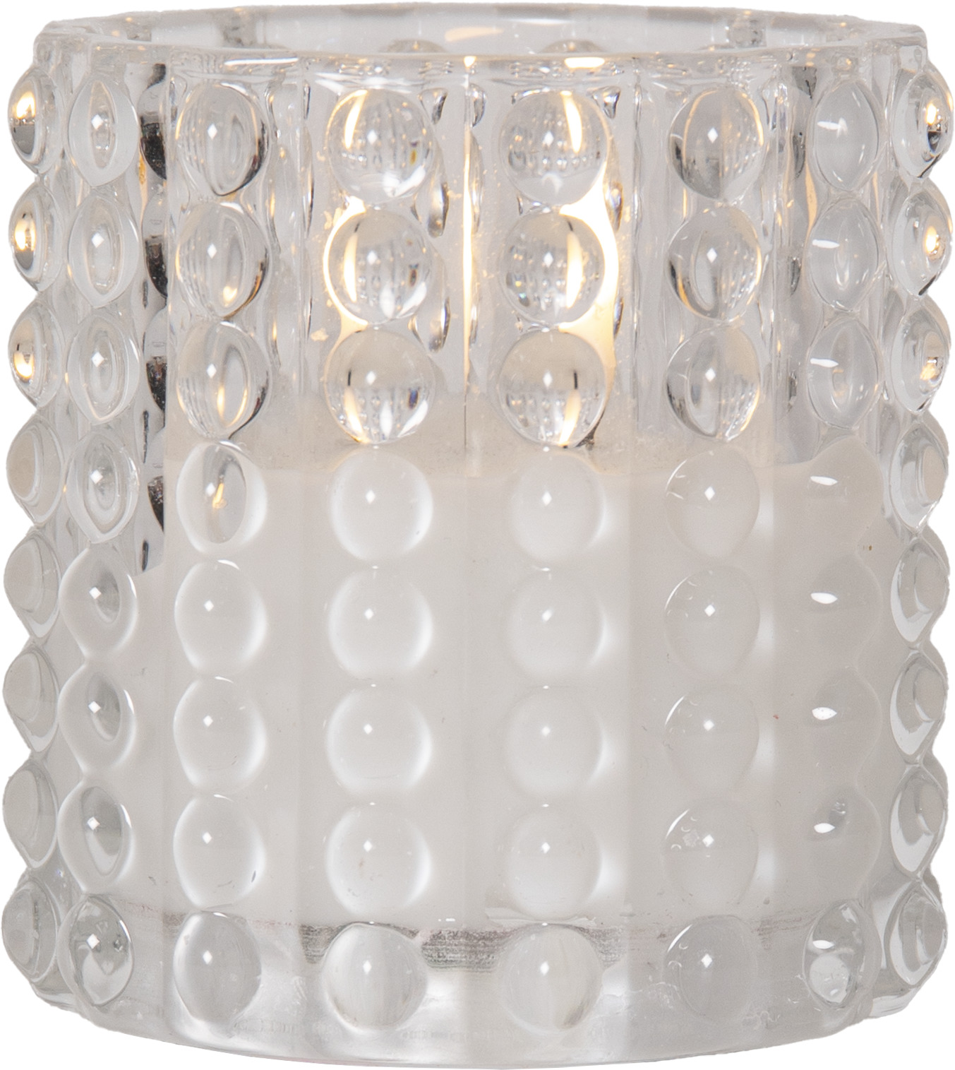 Blockljus i glas Dotty 9,5 cm. Batteriljus med timer och LED - 3