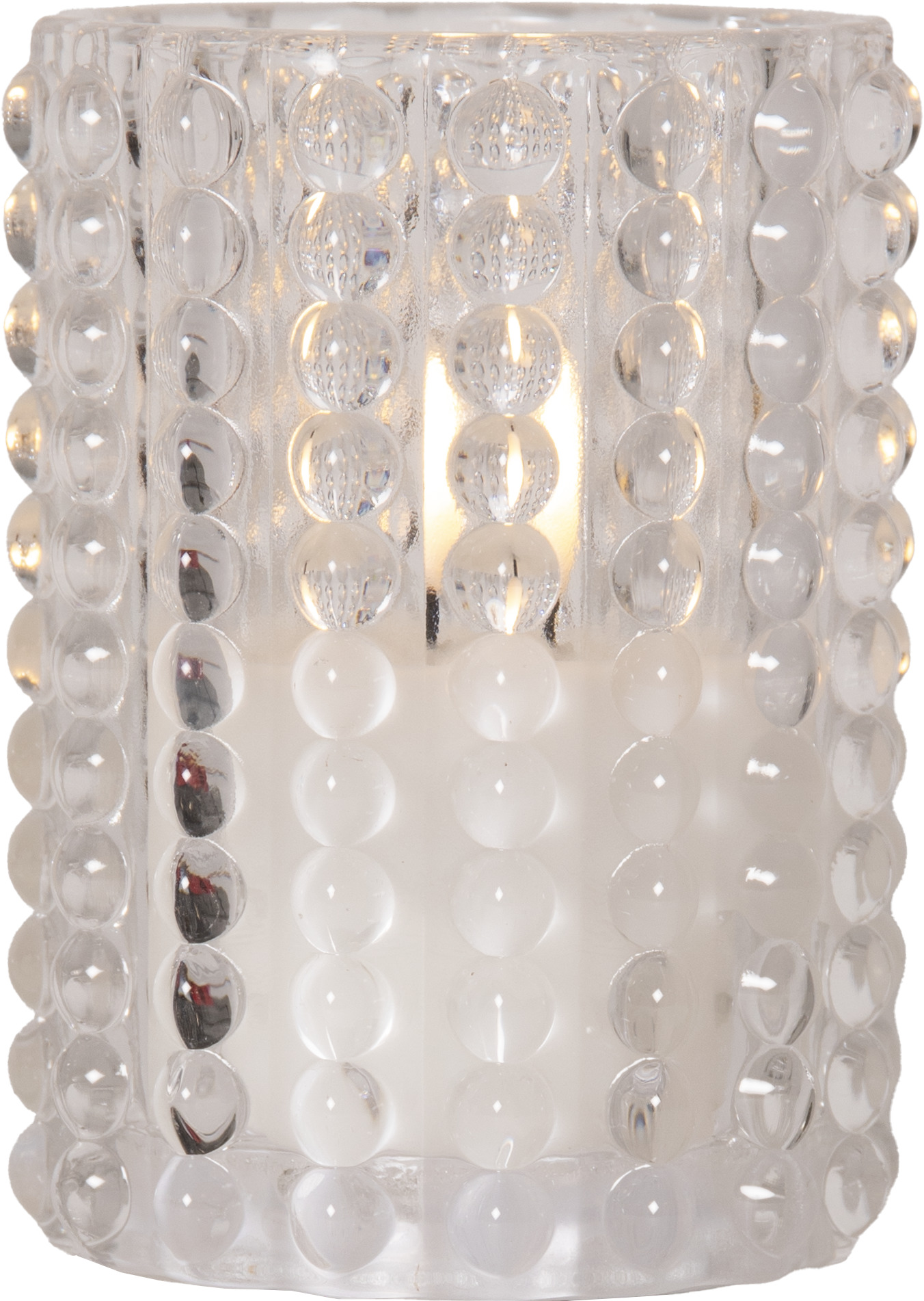 Blockljus i glas Dotty 12,5 cm. Batteriljus med timer och LED - 3