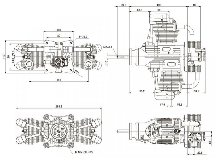 Saito FG-120TS Twin 4-takts Bensinmotor - 4
