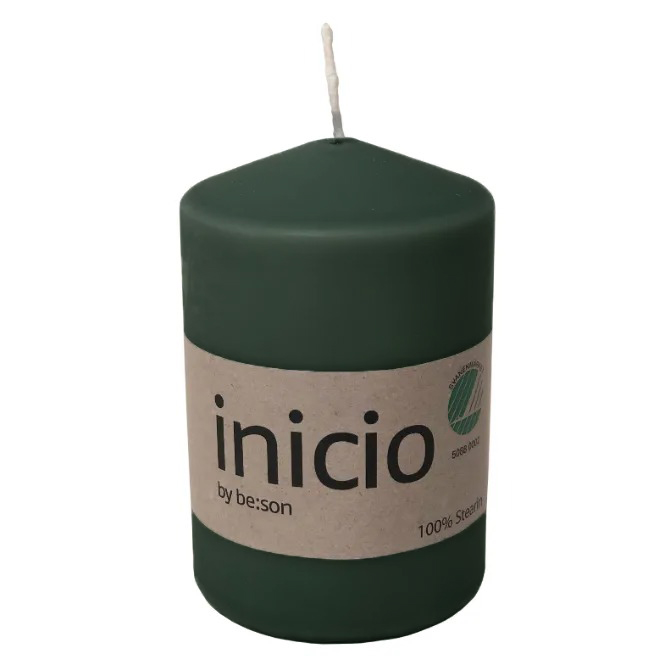 inicio Blockljus Djupgrön 100% stearin 67x100mm