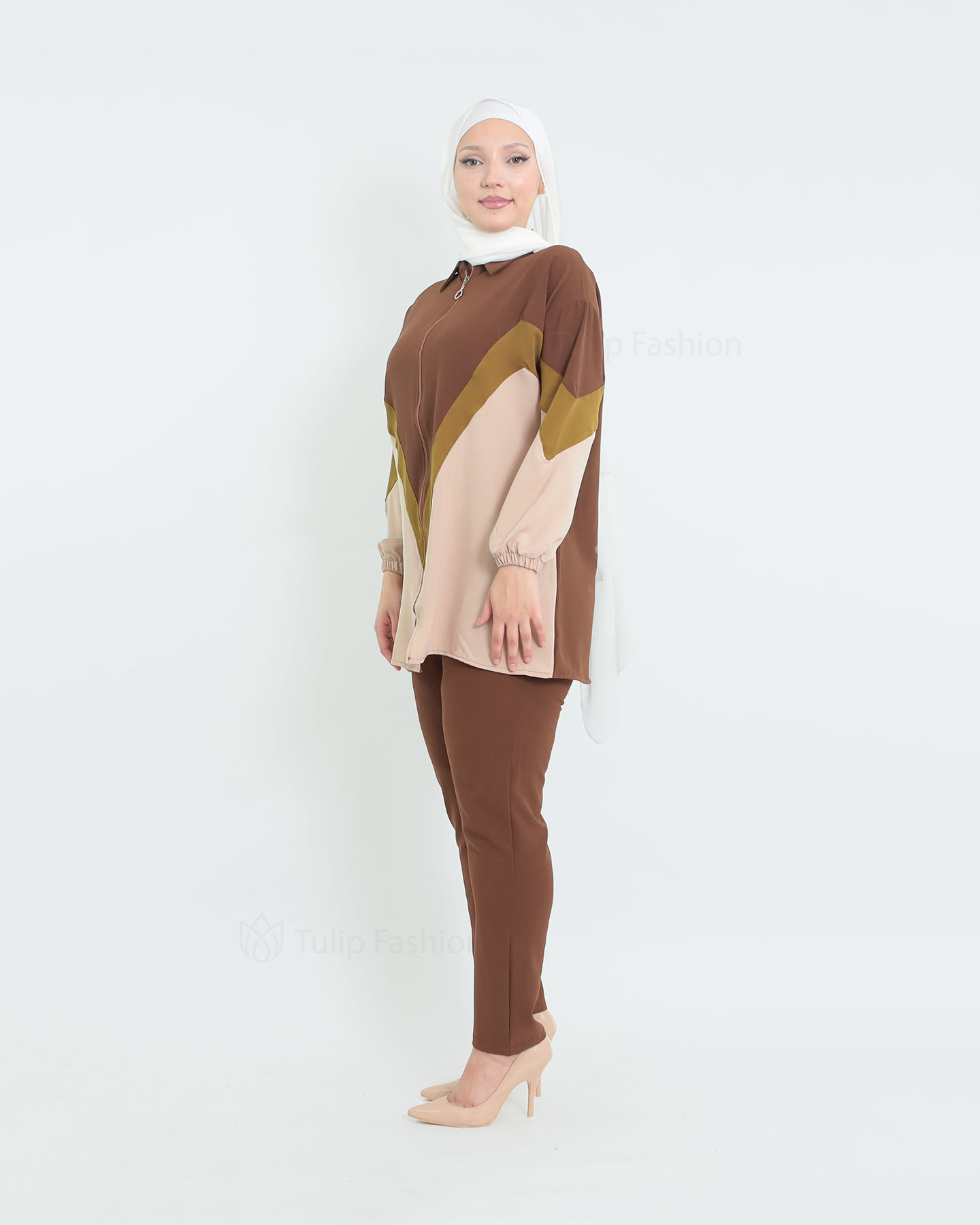 Tunic set with pants - Brown - 2