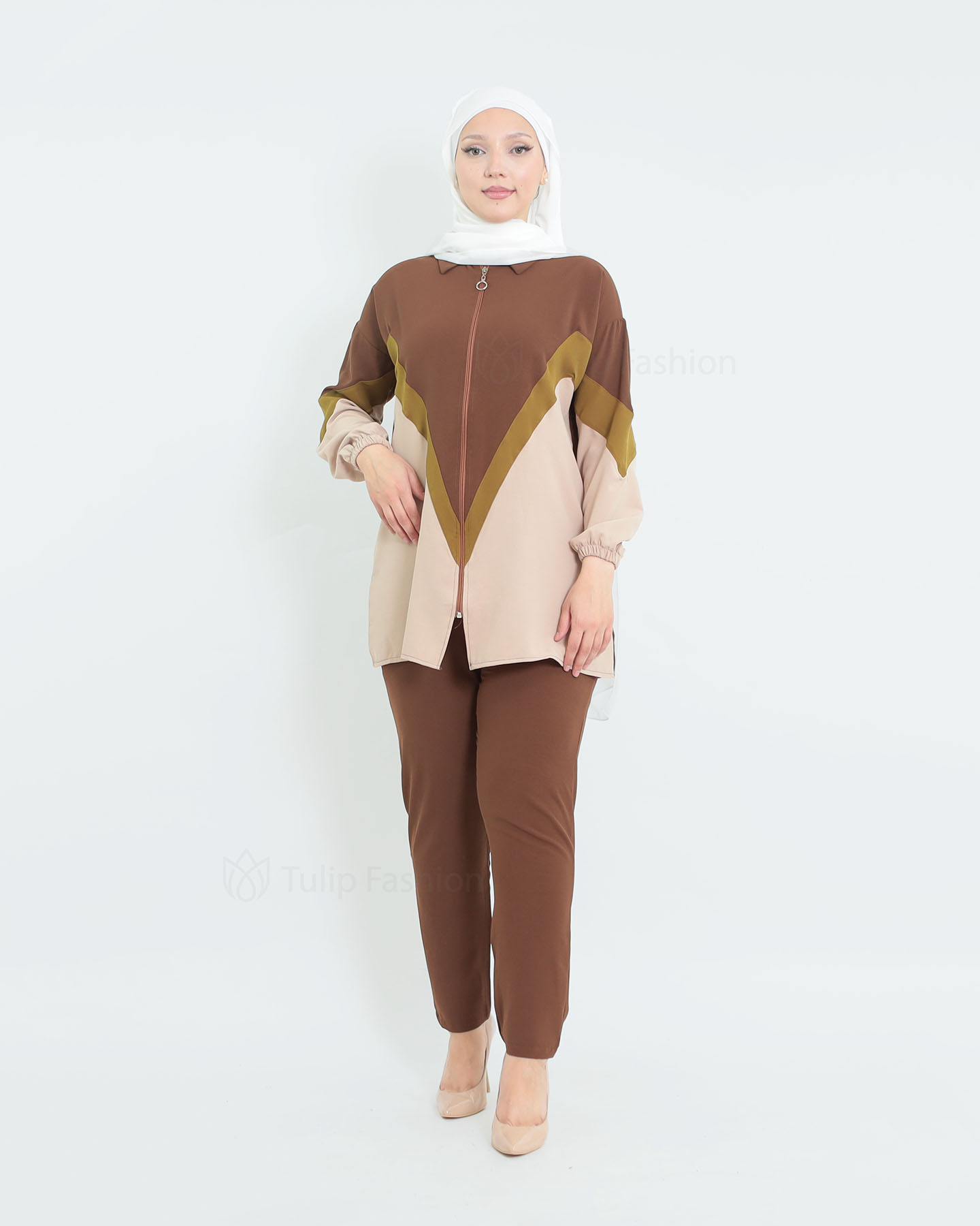 Tunic set with pants - Brown