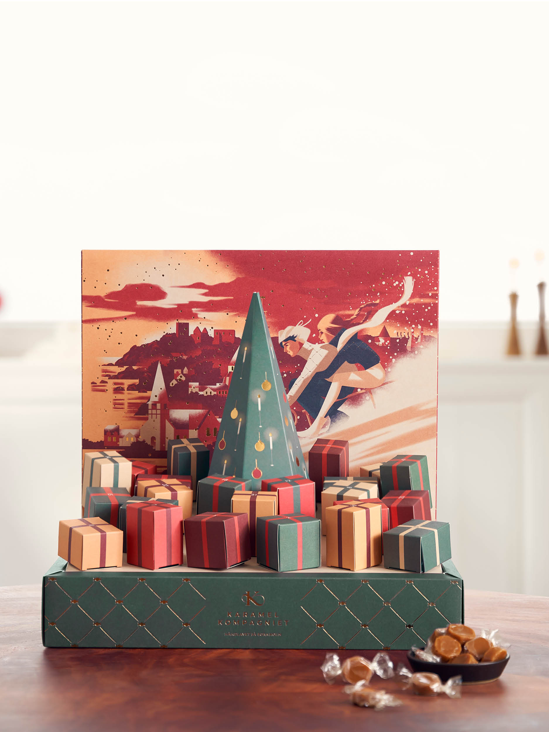 Adventskalender med kolakulor och kolabars Karamelkompagniet