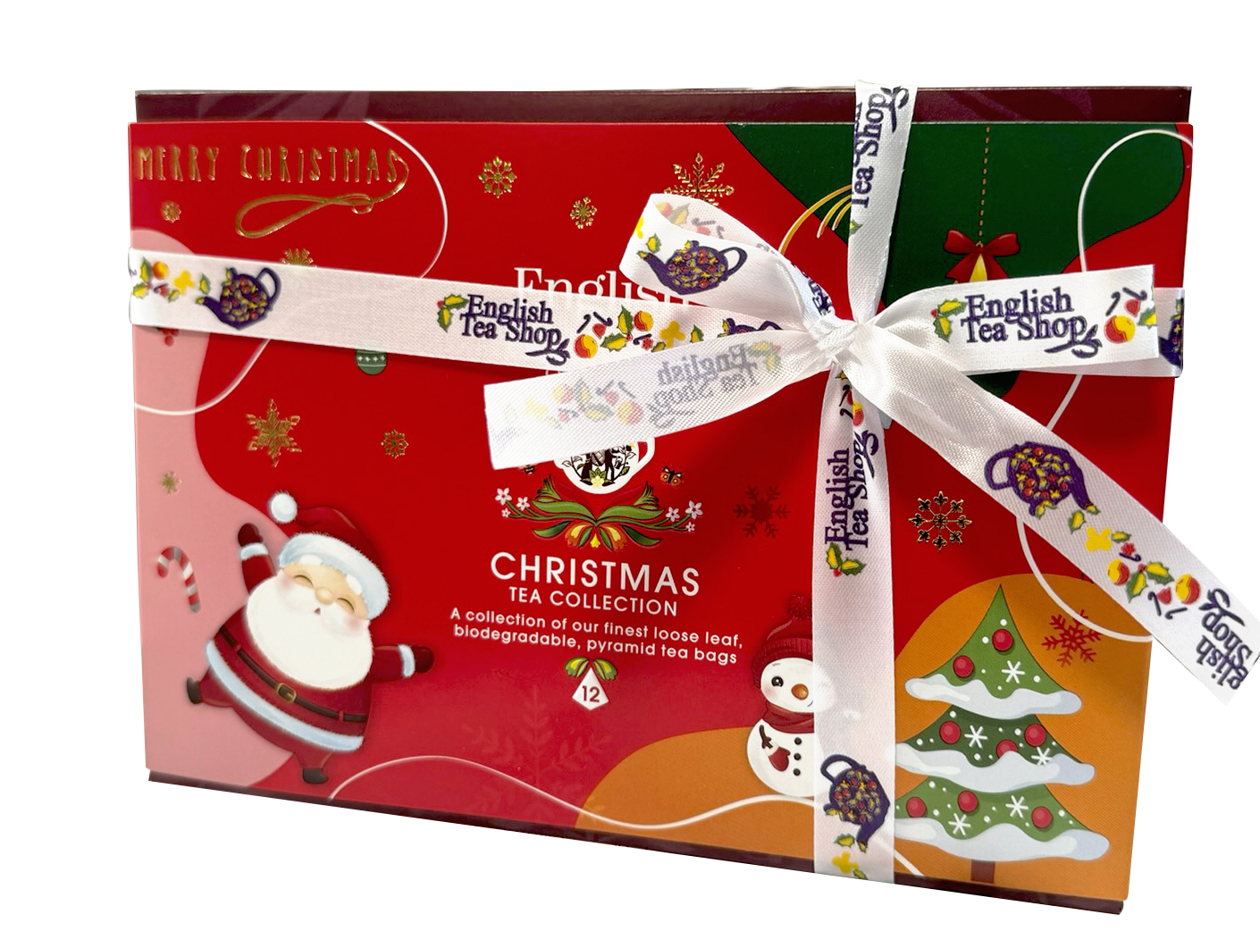 Presentask Christmas Red Santa pyramidte 6 smaker English Tea Shop
