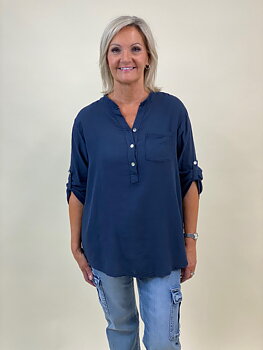 Bomullsblus Sandra - Marinblå