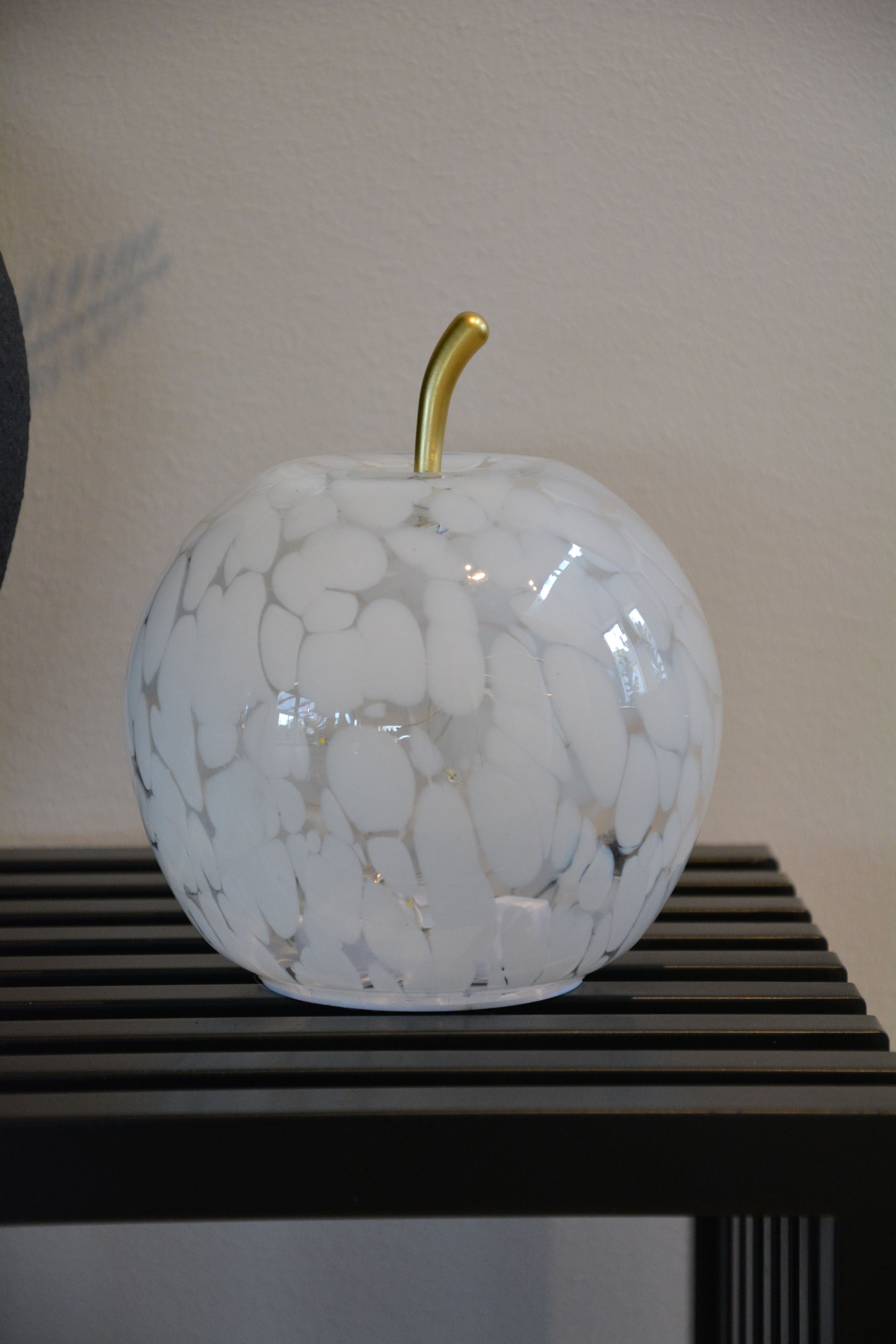 Äpple i glas vit / klar med LED- belysning och timer 17 cm - 5