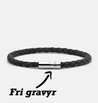 Läderarmband Suede Green 5mm stål  fri gravyr