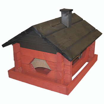 Stort Fågelbord trä 41x34x27cm röd/svart 