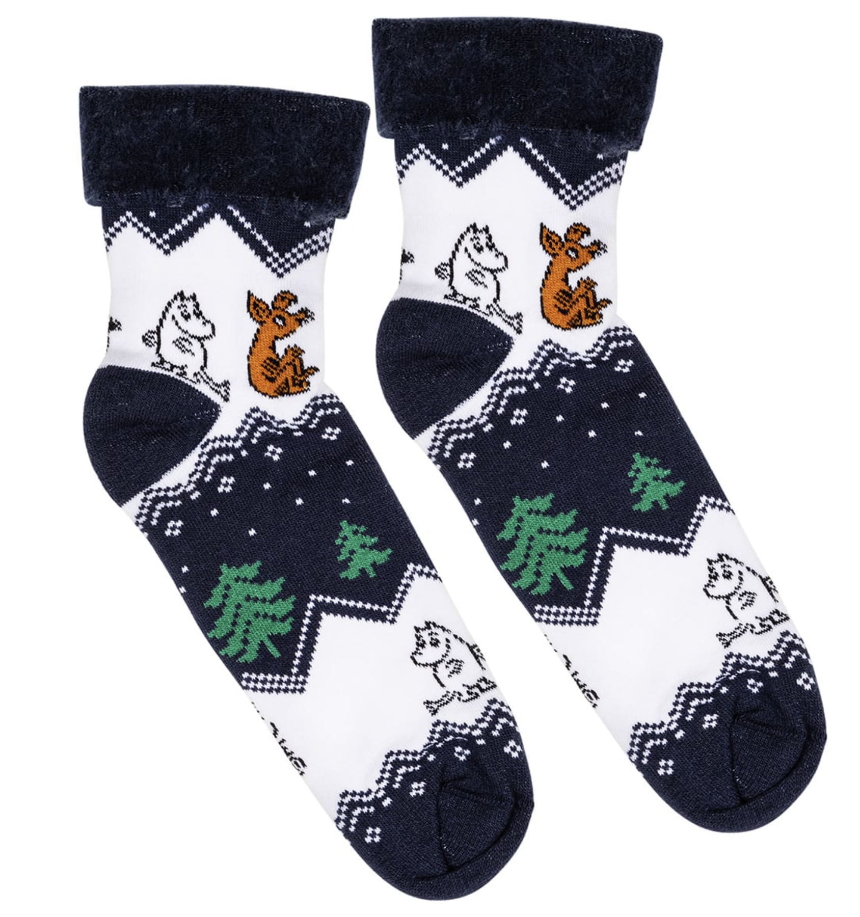 Mumin Fluffiga Julstrumpor - Bergstrakt Mörkblå (Vuxen & Barnstorlekar) - 2
