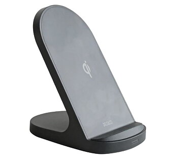 DeltacoTrådlös laddare med stativ, 15 W Snabbladdning, USB-C, Qi-certifierad, svart