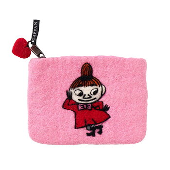 Mumin börs i handfiltad ull - Lilla My, rosa