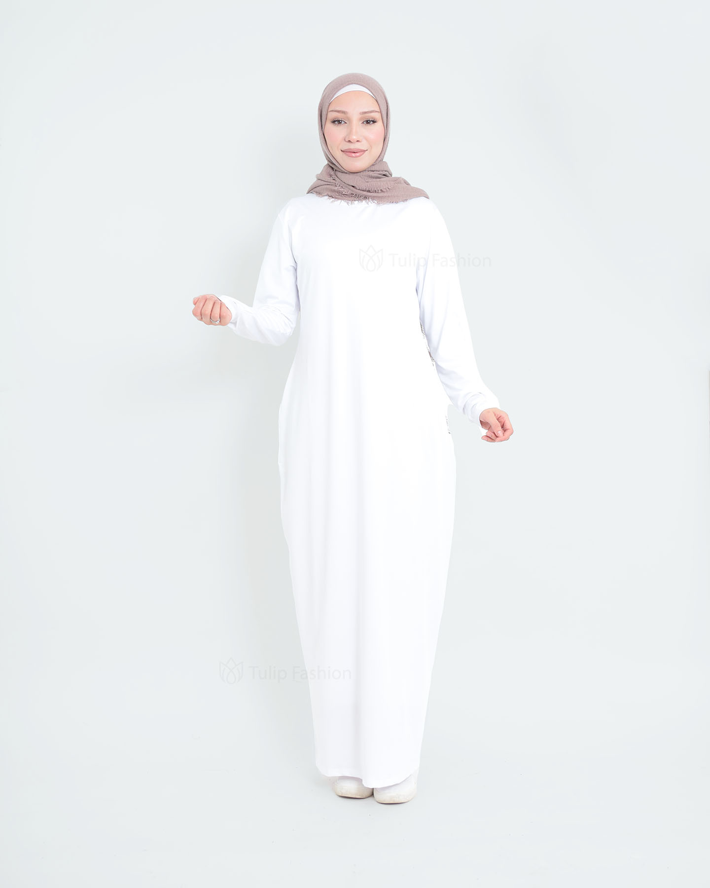 Jersey dress basic - White - 3