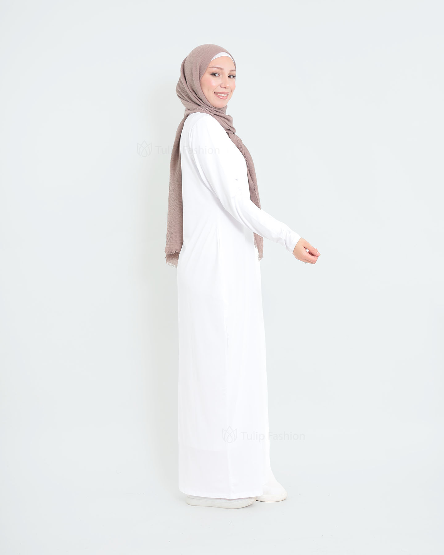 Jersey dress basic - White - 2